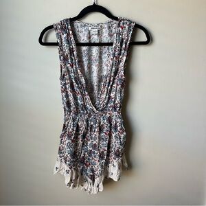 Billabong Women’s Boho Festival Romper Red & Blue Floral Size XS